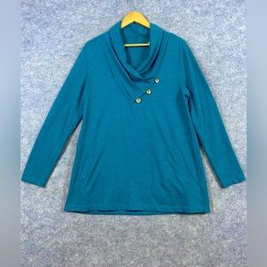 Soft Surroundings Westminster Tunic Sweatshirt Size M Green Cozy Casual Warm‎
